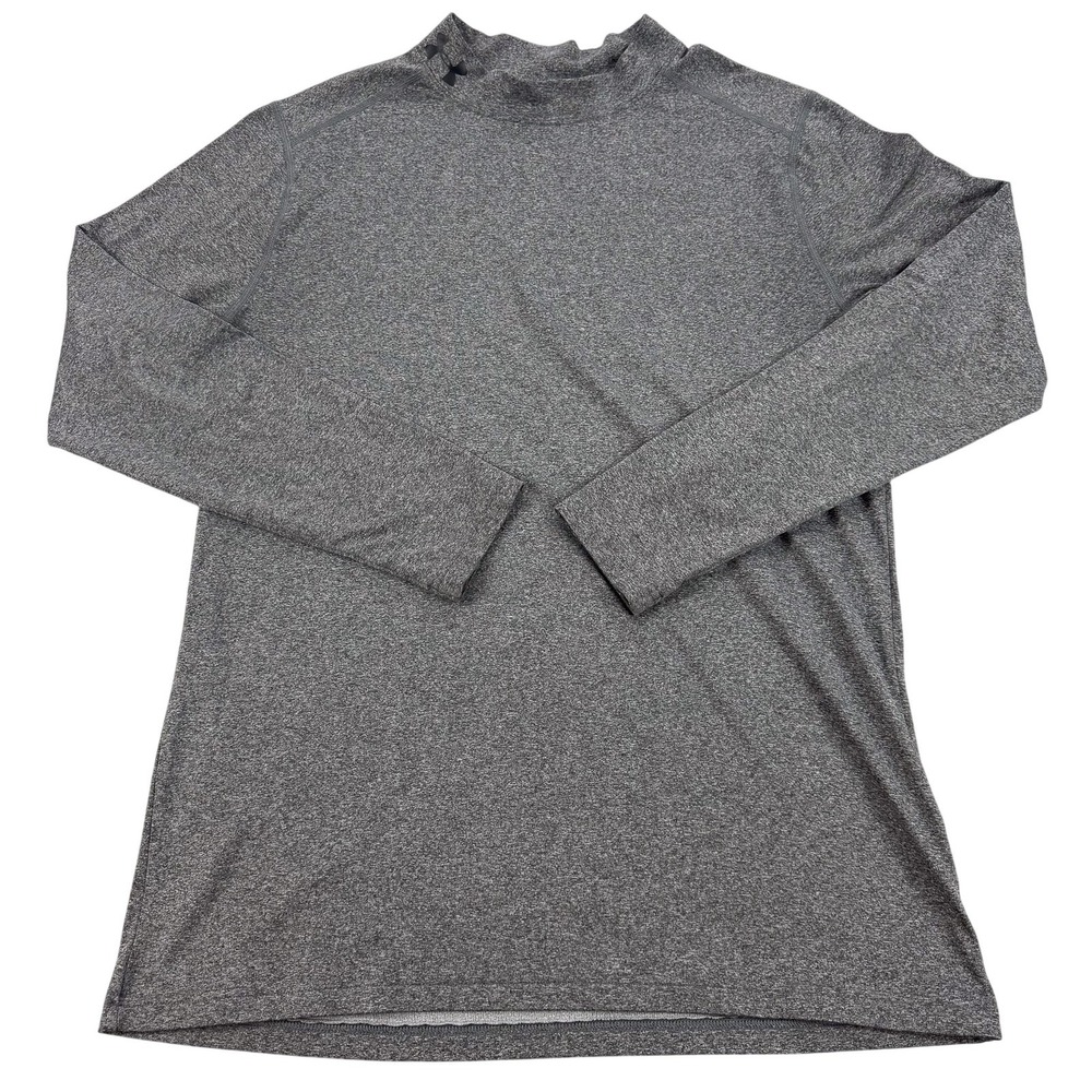 Under Armour ColdGear Fitted Mock Neck Shirt XL Black Long Sleeve Gym 1345703